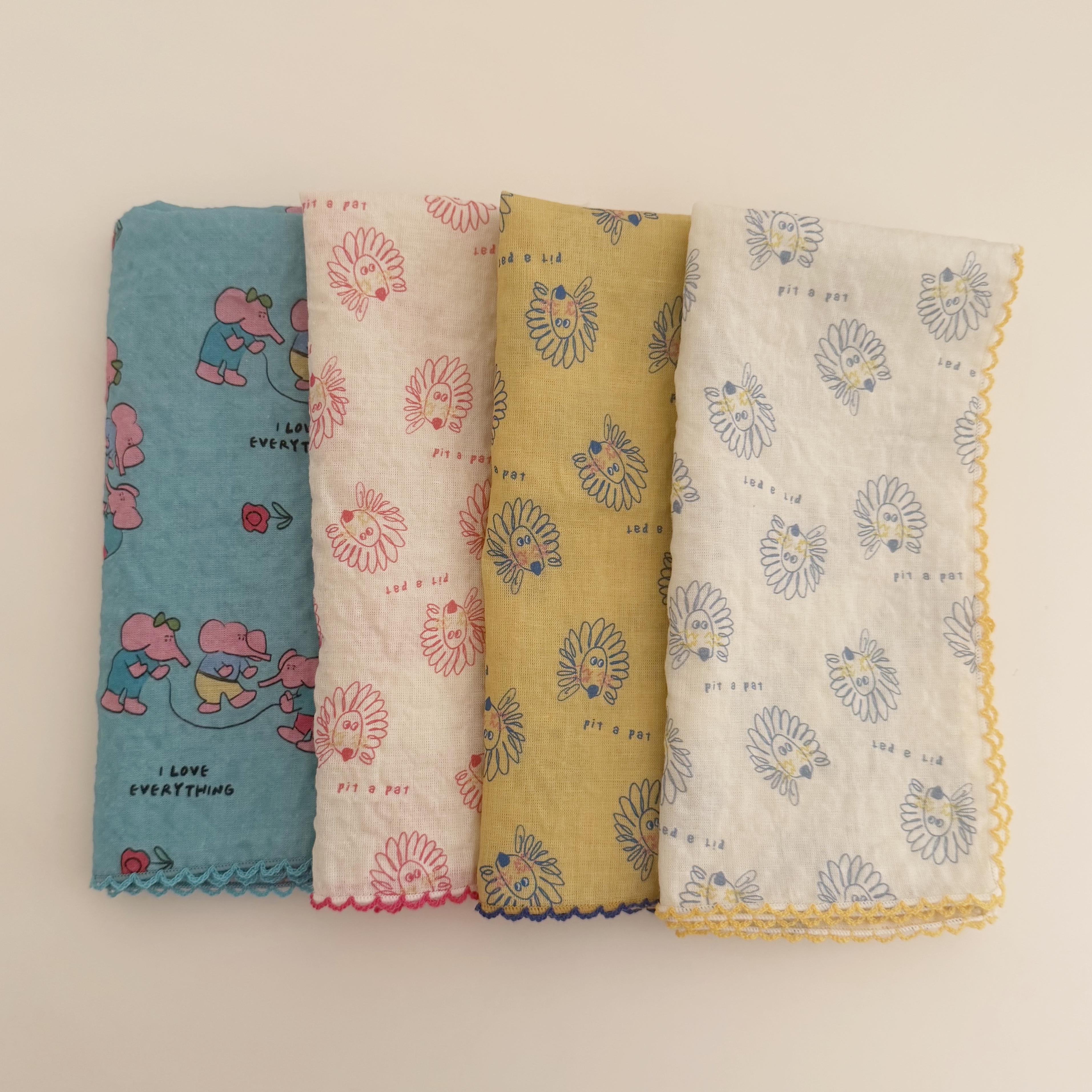 국내산 데일리 사자 손수건 목수건 쁘띠스카프 4종